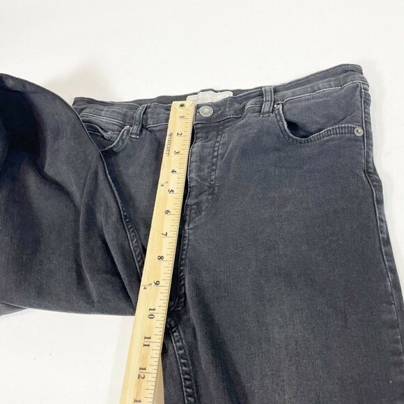 Free People Shark Bite Skinny Jeans Womens 29 Black Mid Rise Distressed Denim - Picture 9 of 10